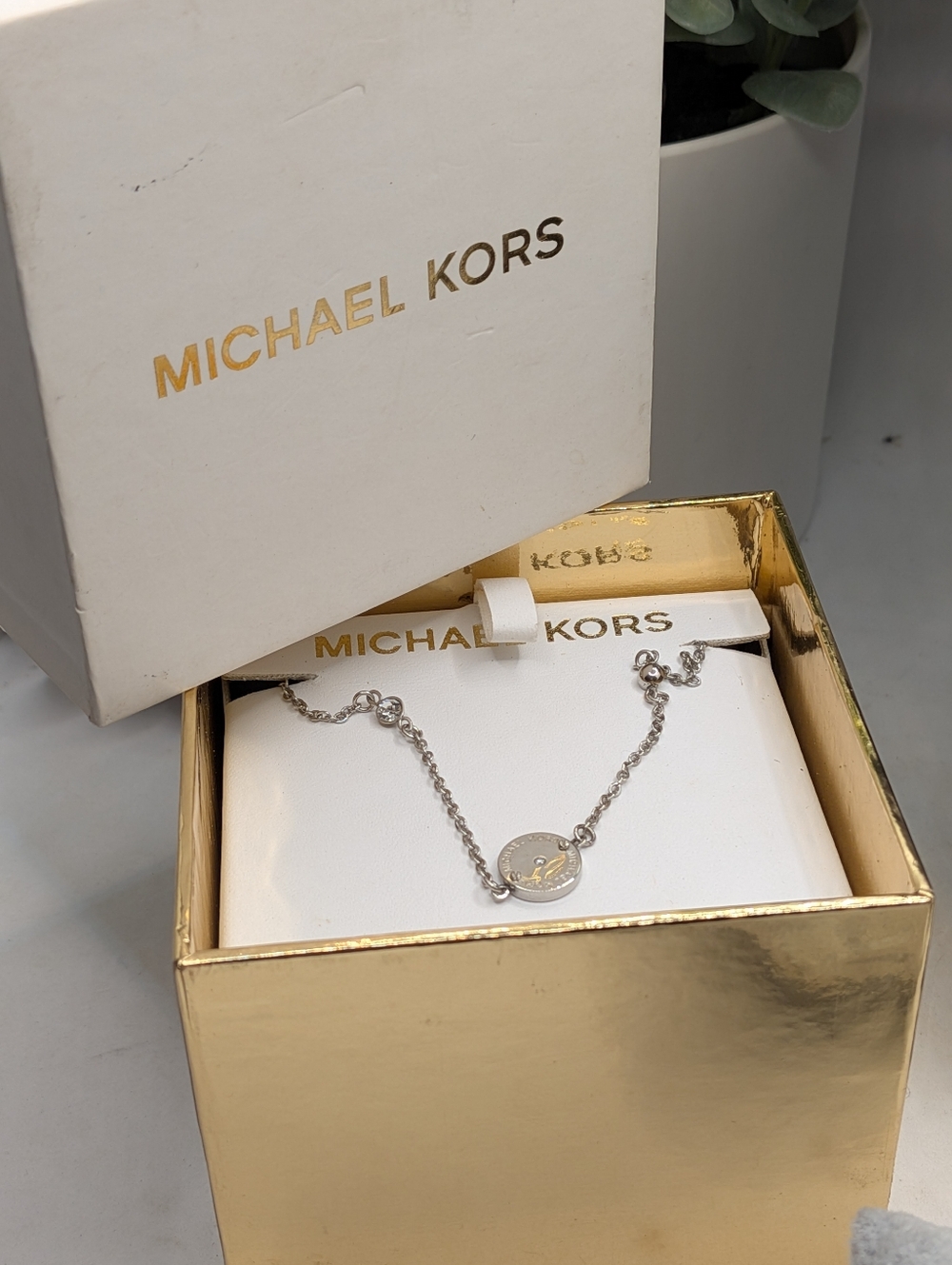 Michael Kors Silver Coin Pendant Necklace - NWT